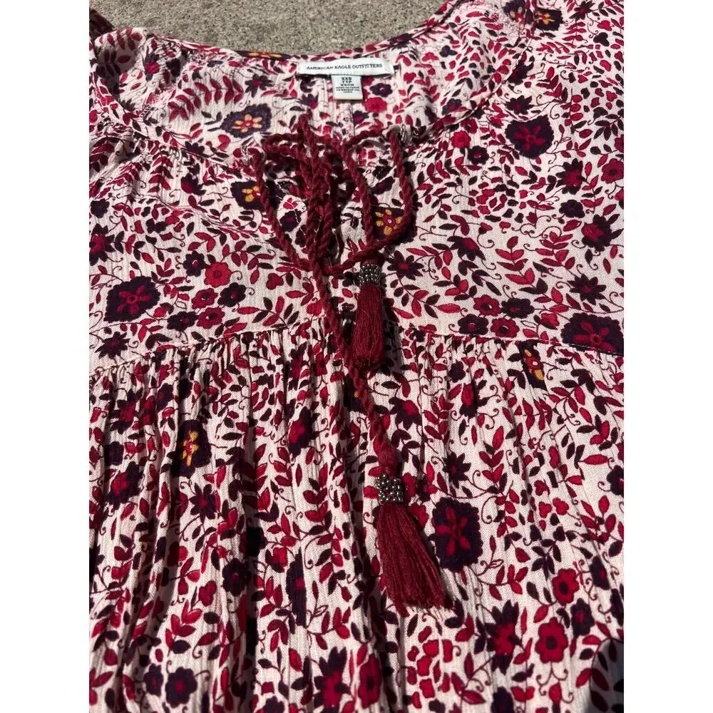 American Eagle Cottagecore Floral Mini Dress XXS‎ Boho Hippie Summer Half Sleeve